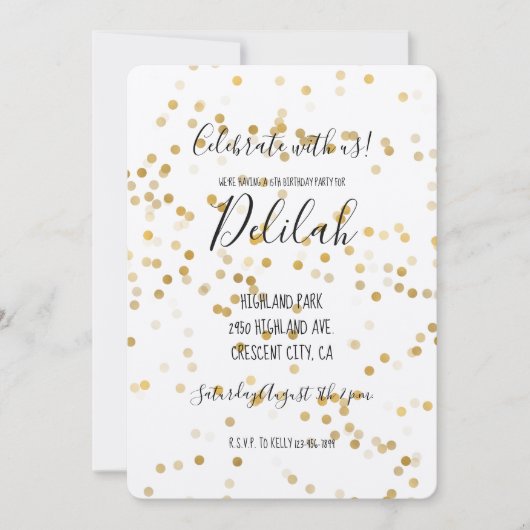 Gouden Glam Confetti Kaart (Voorkant)