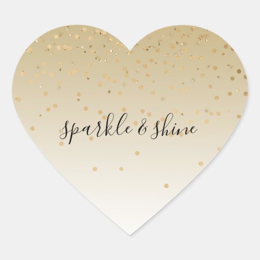 Gouden Glam Confetti Ombre Hart Sticker (Voorkant)