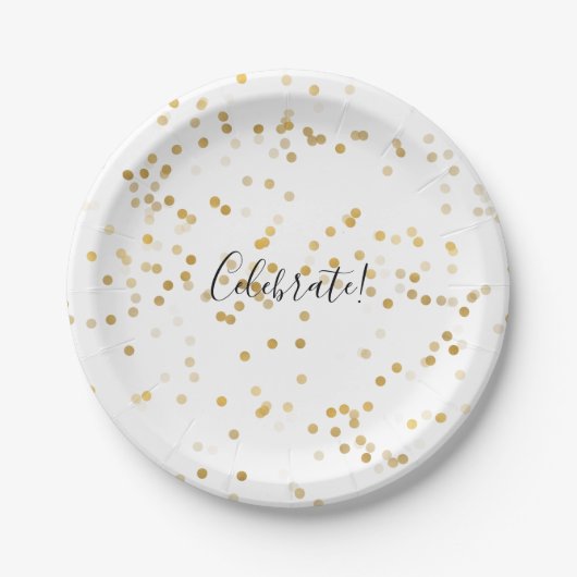 Gouden Glam Confetti Papieren Bordje (Voorkant)