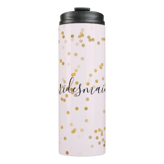 Gouden Glam Confetti Persoonlijk Thermosbeker (Voorkant)