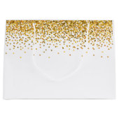 Gouden Glam Confetti Stippen Large Cadeautasje (Voorkant)