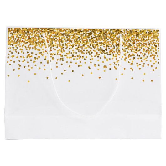 Gouden Glam Confetti Stippen Large Cadeautasje (Achterkant)