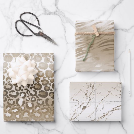 Gouden Glam Dierenprint Inpakpapier Vel (Voorkant)