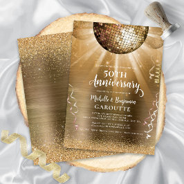 Gouden Glam Disco Bal 50ste Huwelijksverjaardag Kaart