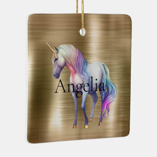 Gouden Glam Eenhoorn Keramisch Ornament (Rechts)