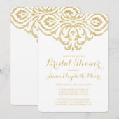 Gouden Glam Elegante Bruidsdouche Uitnodiging (Voorkant / Achterkant)