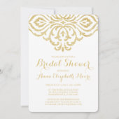 Gouden Glam Elegante Bruidsdouche Uitnodiging (Voorkant)