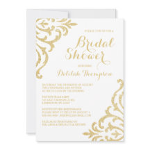 Gouden Glam Elegante Bruidsdouche Uitnodiging