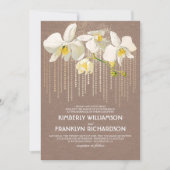 Gouden Glam en Witte Orchideeën  Bloemen Huwelijk Kaart (Voorkant)