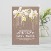 Gouden Glam en Witte Orchideeën  Bloemen Huwelijk Kaart (Staand voorkant)