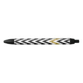 Gouden Glam en Zwarte Chevron Zwarte Inkt Pen (Voorkant)