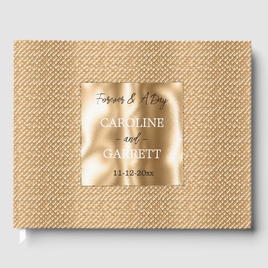 Gouden Glam Faux Textuur Gastenboek (Voorkant)