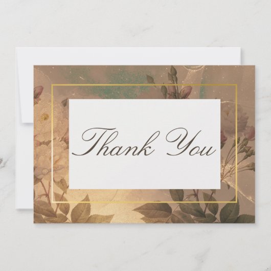 Gouden Glam Floral Modern Bruiloft Bedankkaart (Voorkant)