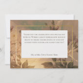 Gouden Glam Floral Modern Bruiloft Bedankkaart (Achterkant)