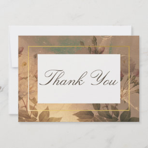 Gouden Glam Floral Modern Bruiloft Bedankkaart