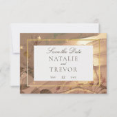 Gouden  Glam Floral Modern Bruiloft Save The Date (Voorkant)