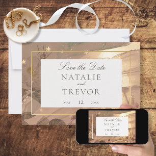 Gouden Glam Floral Modern Bruiloft Save The Date