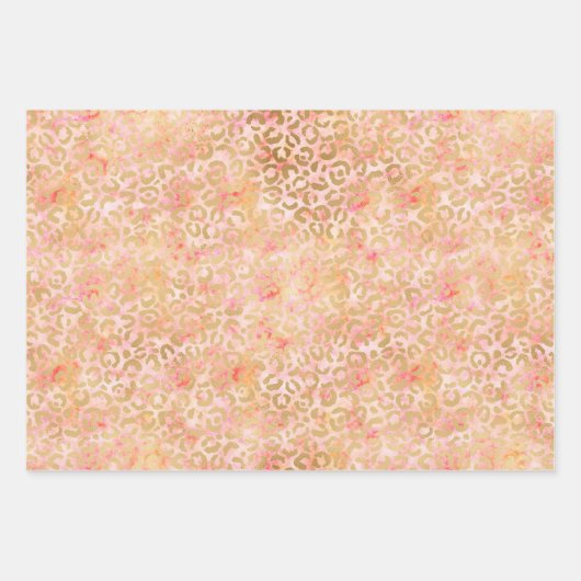 Gouden Glam Girly Peach Pink Blush Luipaard Print Inpakpapier Vel (Voorkant 3)