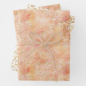 Gouden Glam Girly Peach Pink Blush Luipaard Print Inpakpapier Vel (In situ)