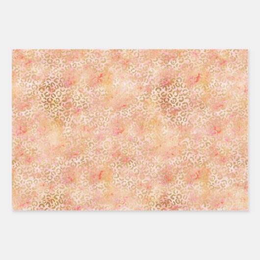 Gouden Glam Girly Peach Pink Blush Luipaard Print Inpakpapier Vel (Voorkant)