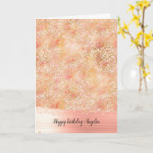 Gouden Glam Girly Peach Pink Blush Luipaard Print Kaart (Gele Bloem)