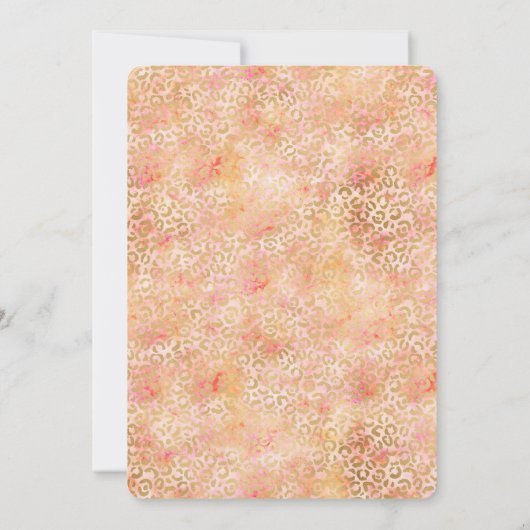 Gouden Glam Girly Peach Pink Blush Luipaard Print Kaart (Achterkant)