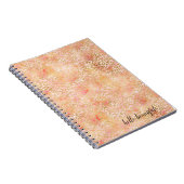 Gouden Glam Girly Peach Pink Blush Luipaard Print Notitieboek (Rechterzijde)
