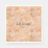 Gouden Glam Girly Peach Pink Blush Luipaard Print Servet (Voorkant)