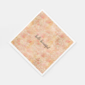 Gouden Glam Girly Peach Pink Blush Luipaard Print Servet (Hoek)