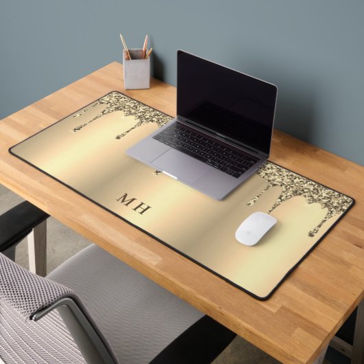 Gouden Glam Girly Sparkles Luxe Monogram Bureaumat (Kantoor 2)