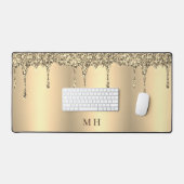 Gouden Glam Girly Sparkles Luxe Monogram Bureaumat (Keyboard & Muis)