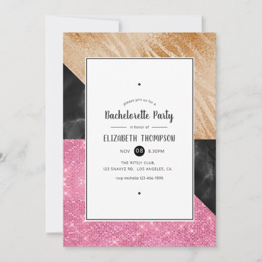 Gouden Glam Glitter Bachelorette Party Kaart (Voorkant)