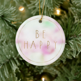 Gouden Glam Glitter Be Happy Mint Roze Tie Dye Keramisch Ornament