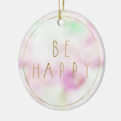 Gouden Glam Glitter Be Happy Mint Roze Tie Dye Keramisch Ornament (Links)