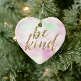 Gouden Glam Glitter Be Kind Mint Roze Tie Dye Keramisch Ornament