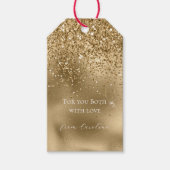Gouden Glam Glitter Bruiloft Cadeaulabel (Voorkant)