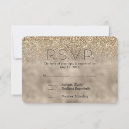 Gouden Glam Glitter Bruiloft RSVP