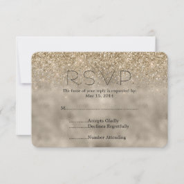 Gouden Glam Glitter Bruiloft RSVP Kaartje