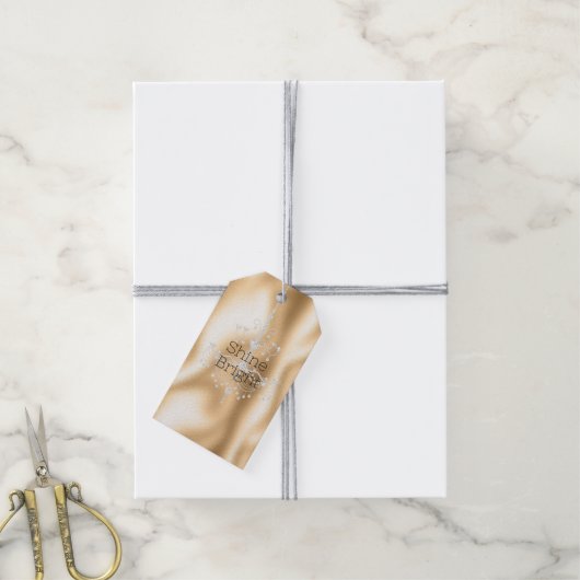 Gouden Glam Glitter Diamond Kroonluchter Cadeaulabel (Met Touw)