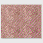 Gouden Glam Glitter Girly Roze Strepen Cadeaupapier (Vlak)