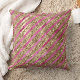 Gouden Glam Glitter Girly Roze Strepen Kussen