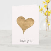 Gouden Glam Glitter Hart Kaart (Gele Bloem)