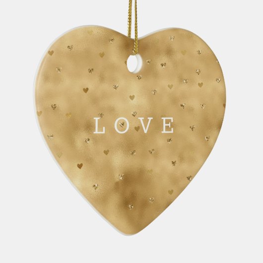 Gouden Glam Glitter Harten Keramisch Ornament (Rechts)