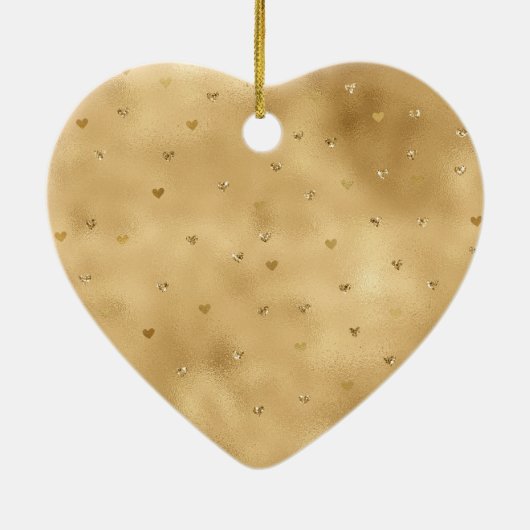 Gouden Glam Glitter Harten Keramisch Ornament (Achterkant)