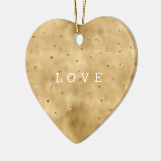 Gouden Glam Glitter Harten Keramisch Ornament (Links)