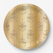 Gouden glam glitter kroonluchters papieren bordje (Voorkant)