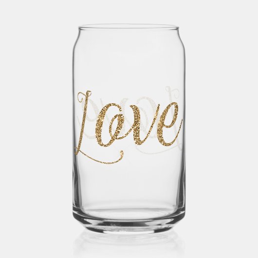 Gouden Glam Glitter Liefde Blikvorm Glas (Achterkant)