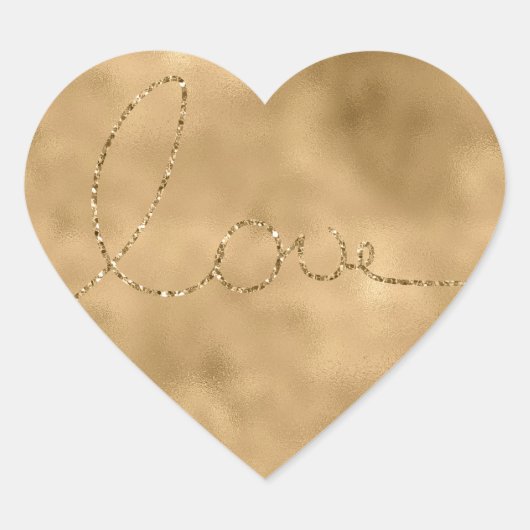 Gouden Glam Glitter Liefde Hart Sticker (Voorkant)