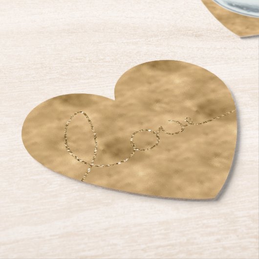 Gouden Glam Glitter Liefde Kartonnen Onderzetters (Gekanteld)