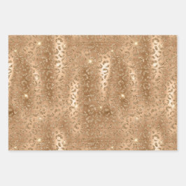 Gouden Glam Glitter Luipaard Dierenprint Inpakpapier Vel